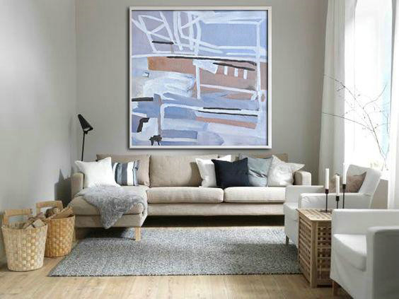 Extra Large Textured Painting On Canvas,Oversized Abstract Landscape Painting,Acrylic Painting Canvas Art,Violet Ash,Taupe,White.etc